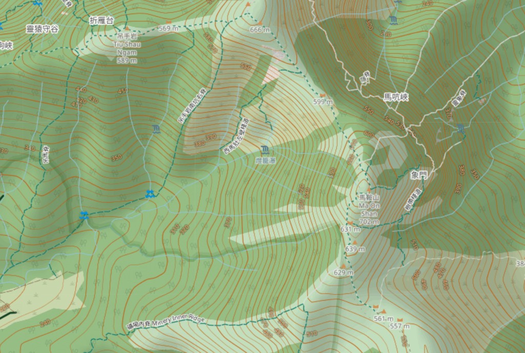 馬鞍山 2D 等高線地圖